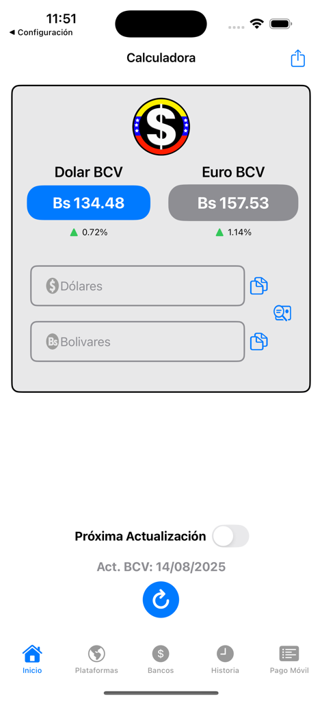 Dolar Al Dia Venezuela - Die Rechner-App Dolar Al Dia Venezuela zeigt aktuelle Wechselkurse für Dollar und Euro nach BCV an