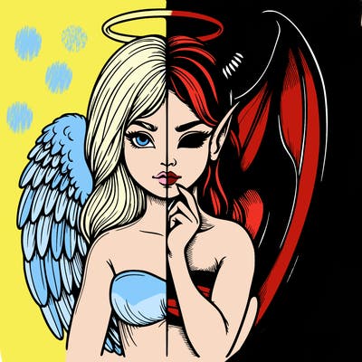 realistic angel half demon