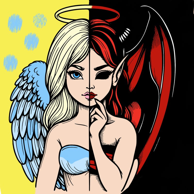 realistic angel half demon