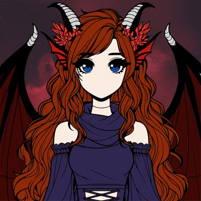 realistic girl with dragon wings horns and a tail