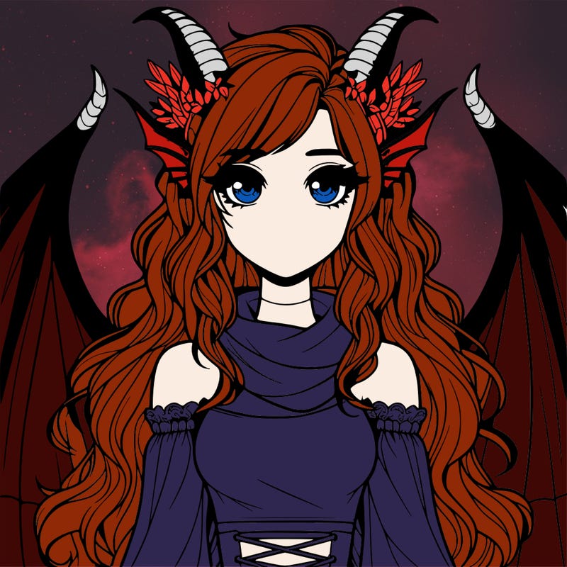 realistic girl with dragon wings horns and a tail