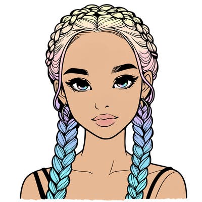 realistic girl with braids