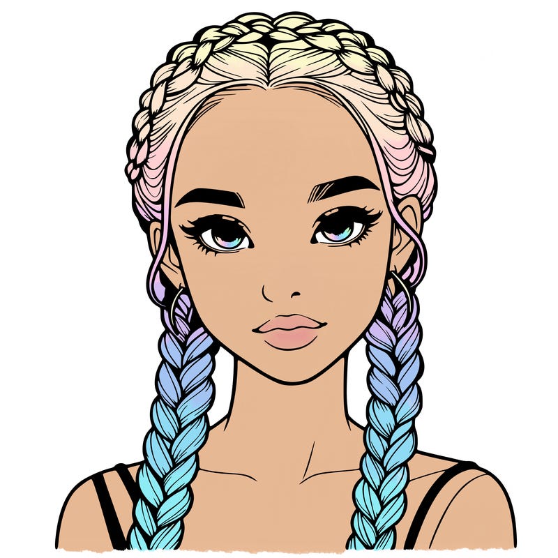 realistic girl with braids