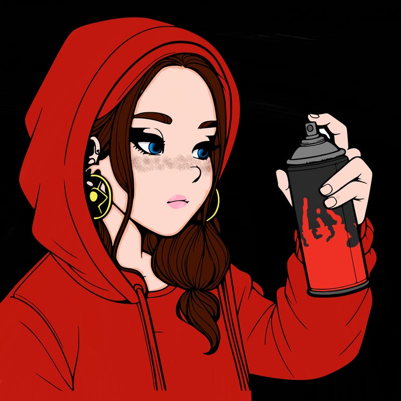 a realistic girl, spray painting