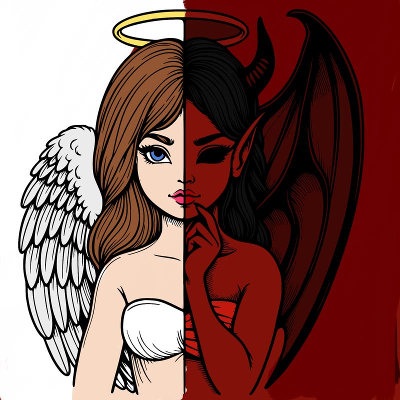 realistic angel half demon