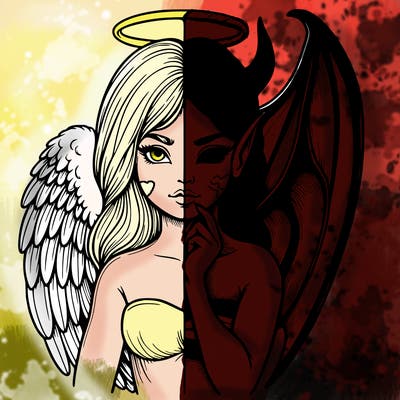 realistic angel half demon