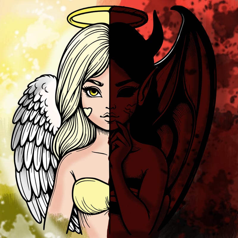 realistic angel half demon