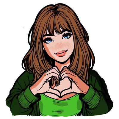 realistic girl making a heart with her hands🫶