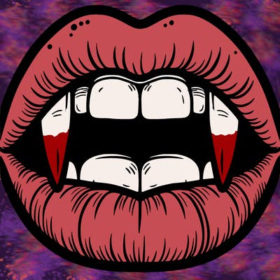 lips with vampire teeth