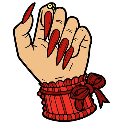 preppy hand with long nails