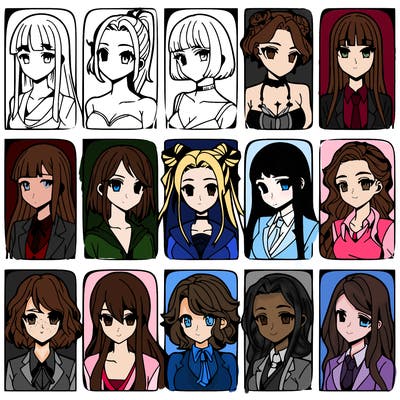 girls that look diffrent anime