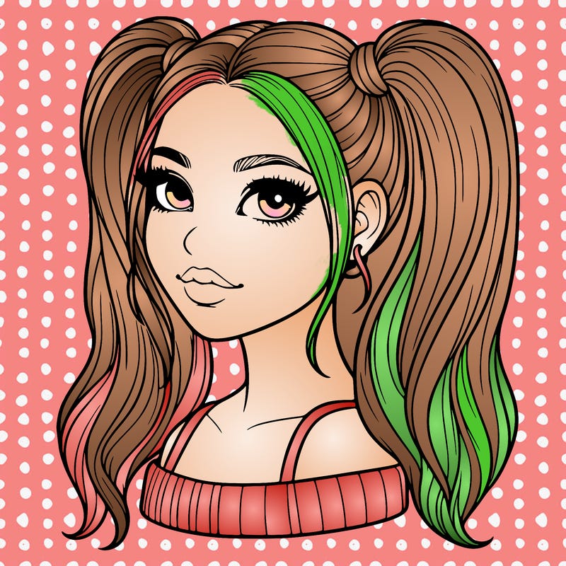 realistic woman with high pigtails