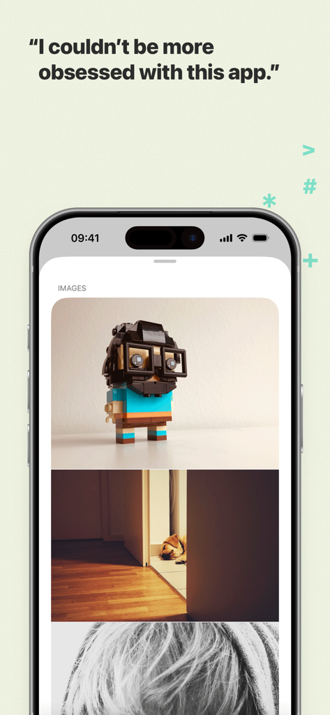 문서 내 통합된 이미지와 사용자 평가를 보여주는 Ulysses 글쓰기 앱의 iPhone 스크린샷