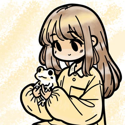 girl with long hair and a oversized shirt. and she is holding a frog