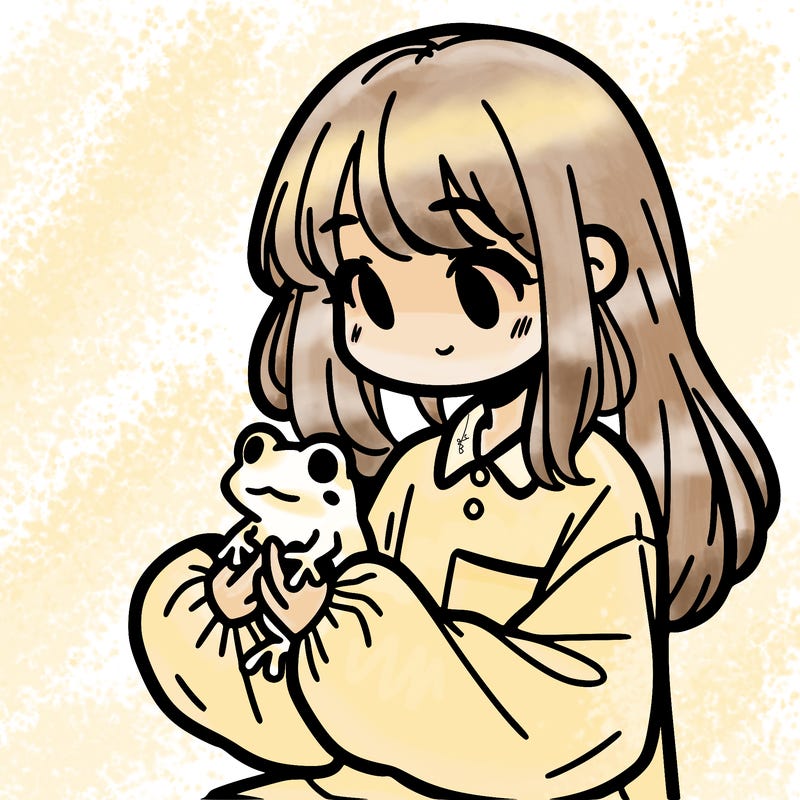 girl with long hair and a oversized shirt. and she is holding a frog