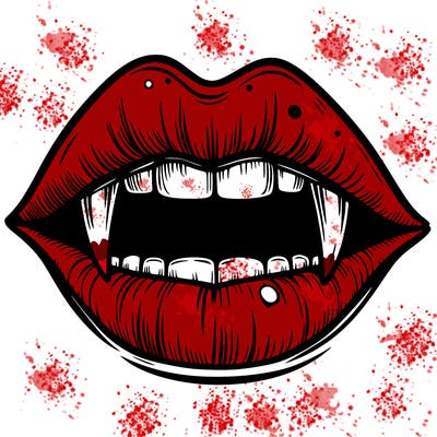 lips with vampire teeth