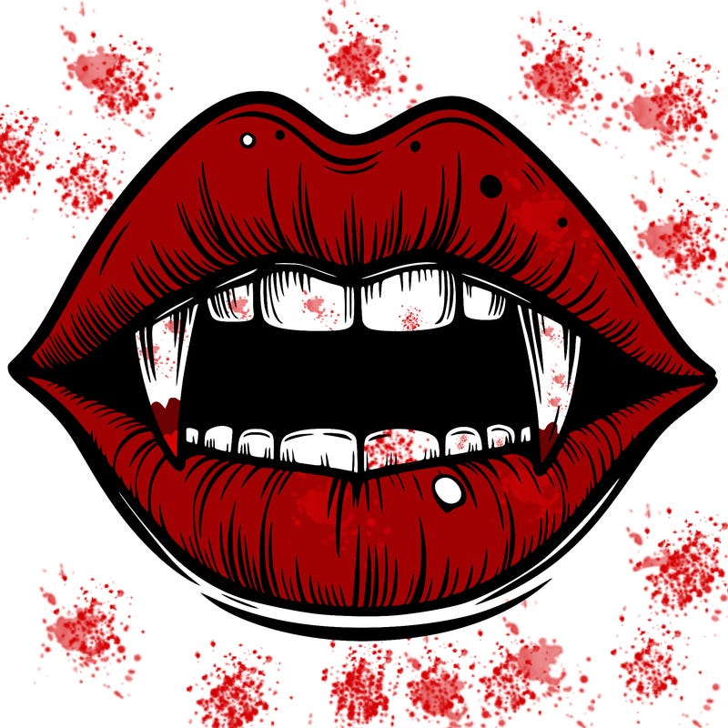 lips with vampire teeth