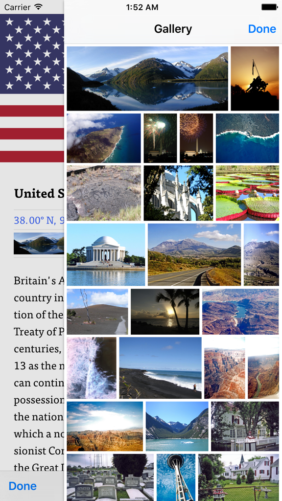 Photo gallery of United States landmarks in the WorldABC app