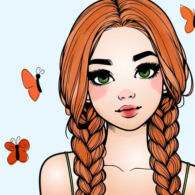 realistic girl with braids