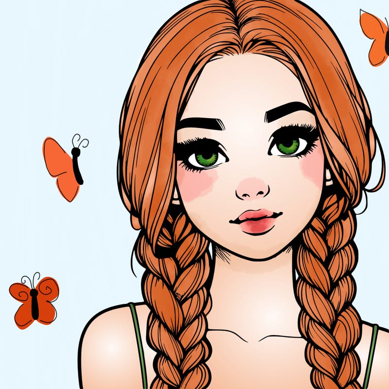 realistic girl with braids