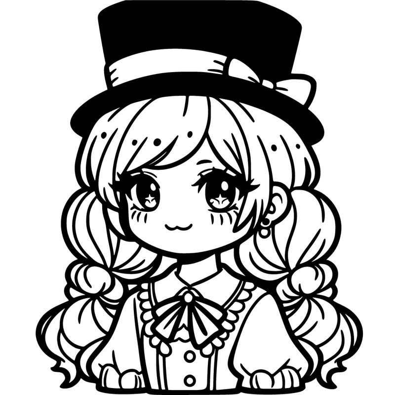 a girl with a top hat