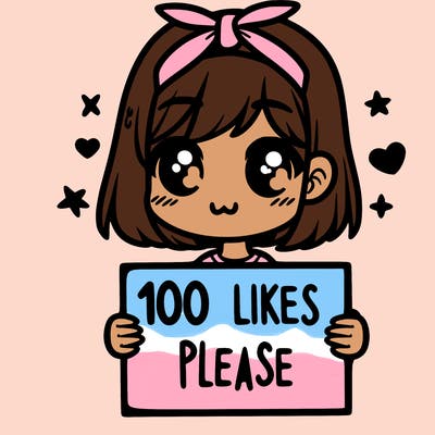 girl holding sign saying 100 likes please