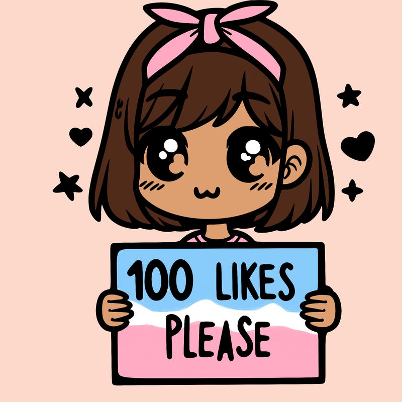girl holding sign saying 100 likes please