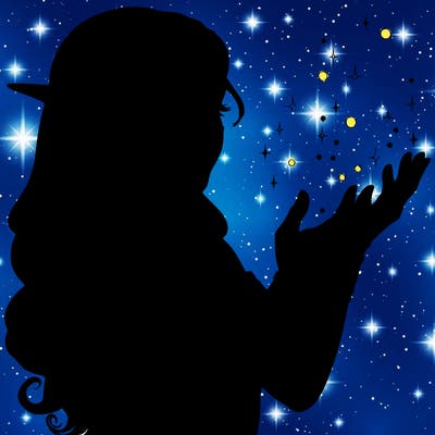 realistic elf girl doing magic