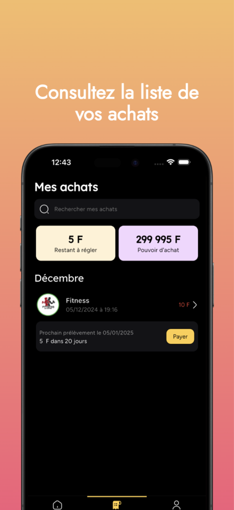 Prime Store - Prime Storeのモバイルアプリインターフェース。購入履歴、残高、購入可能額が表示されています。