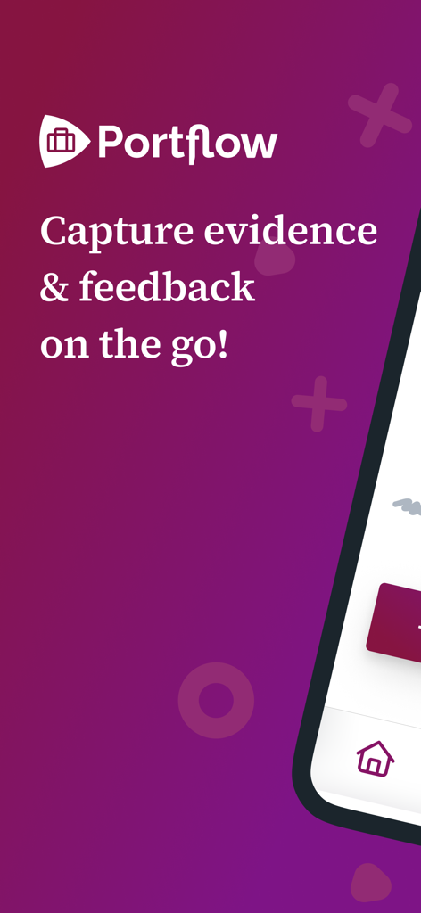 Portflow - Portflow mobile app splash screen showing the text capture evidence and feedback on the go