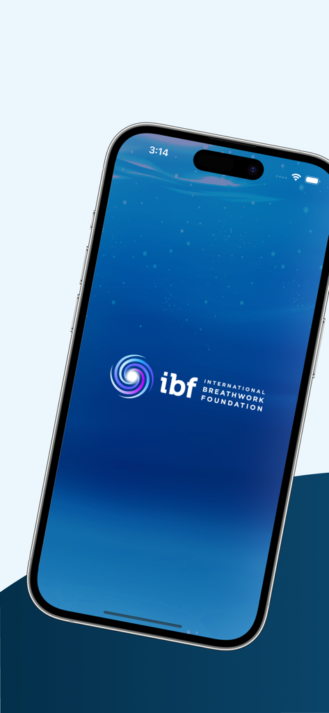 IBF Breathing App - IBF Breathing App splash screen on an iPhone displaying the International Breathwork Foundation logo.