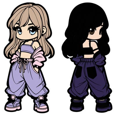 girl in crop top and baggy pants