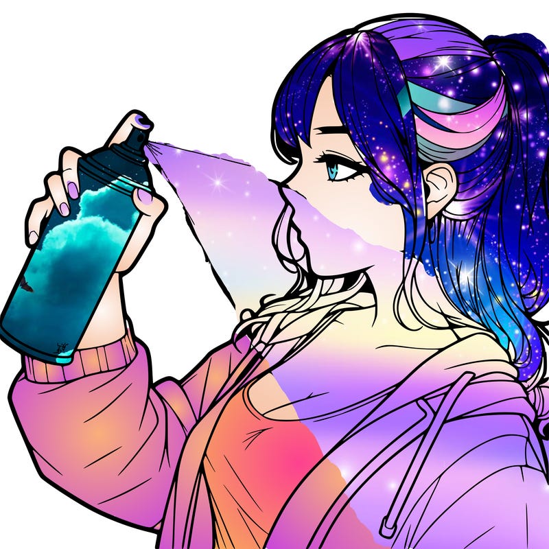 a realistic girl spray, painting