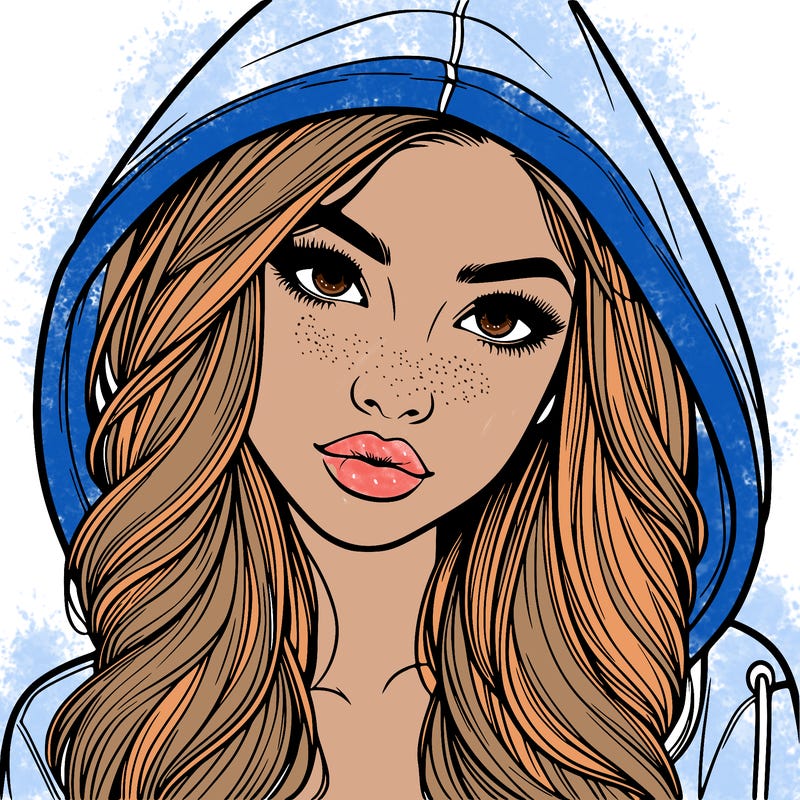 realistic beautiful girl with a hood on