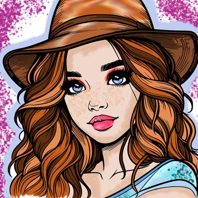 realistic girl with hat