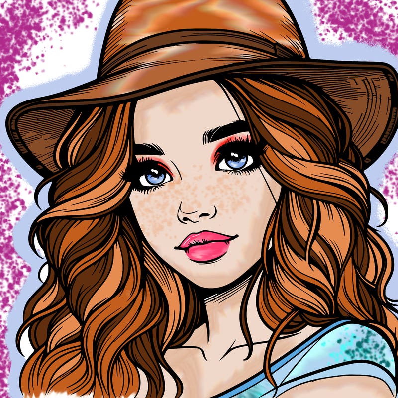 realistic girl with hat