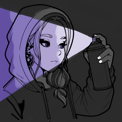 a realistic girl, spray painting