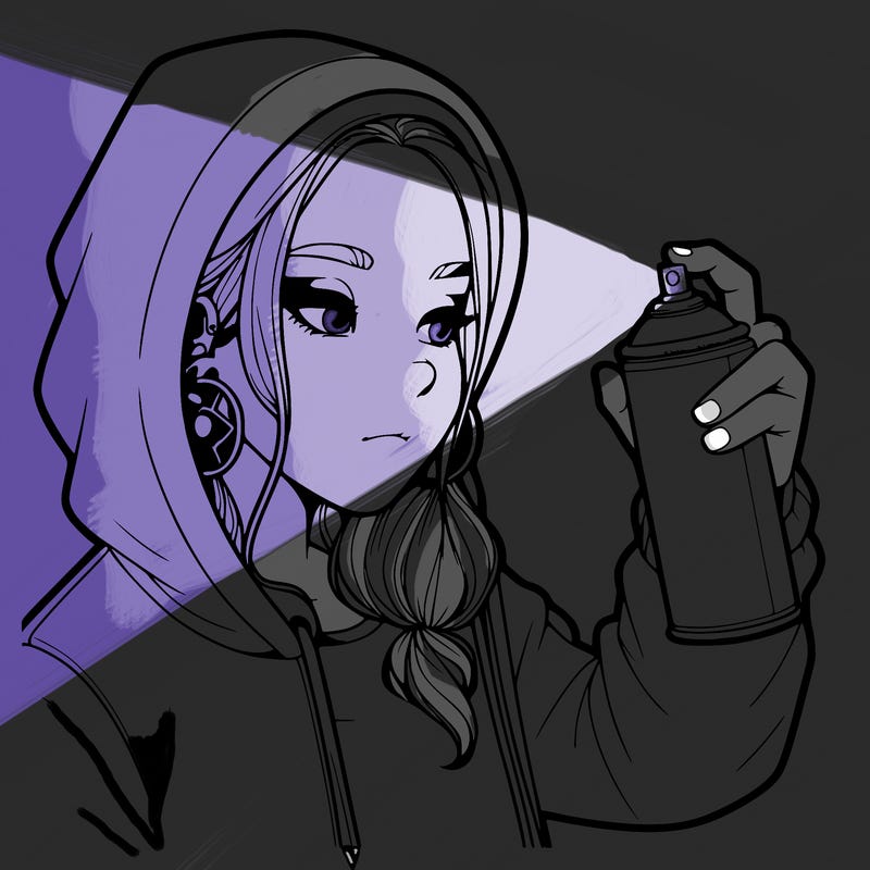 a realistic girl, spray painting