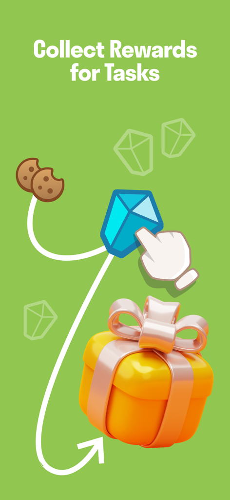 FamiLami - Habit Tracker - A gamified interface showing gems and a gift box reward for completing tasks in the FamiLami app