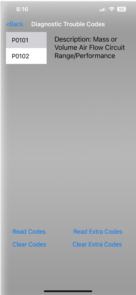 LELink Scanner - LELink Scanner app diagnostic trouble codes screen showing error codes and repair options