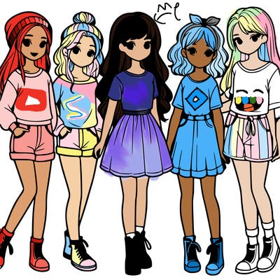 a group of five girls