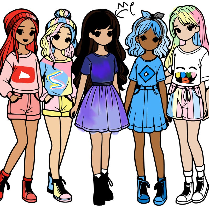 a group of five girls