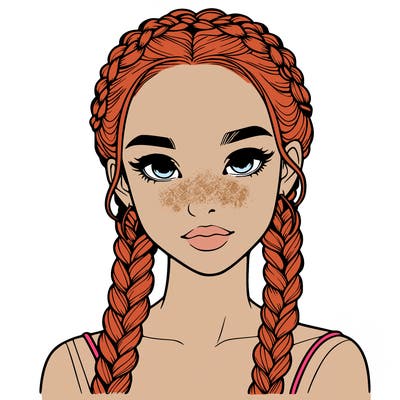 realistic girl with braids