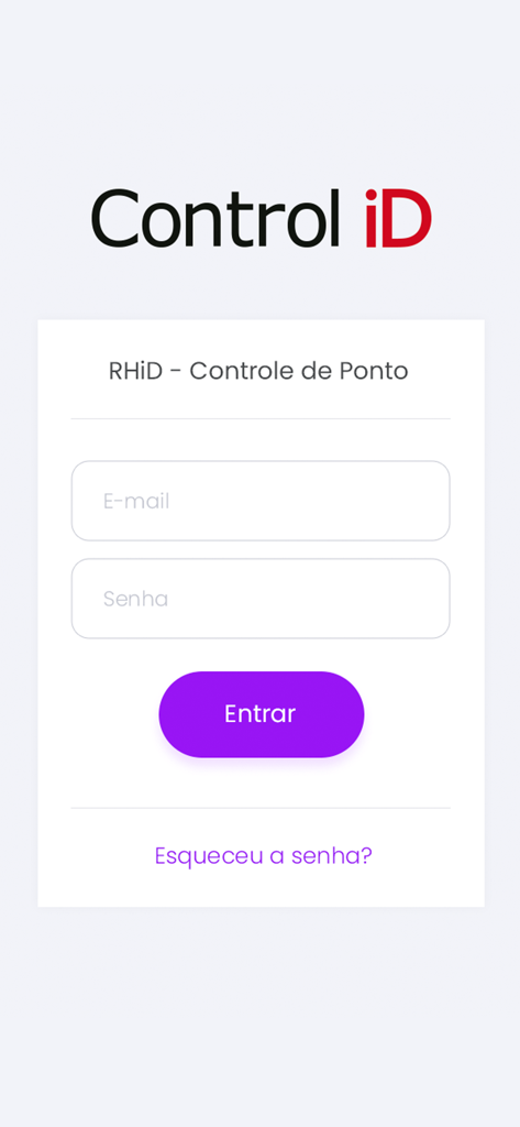 RHiD - Interfaz de inicio de sesión de la aplicación móvil RHiD con campos para correo electrónico y contraseña