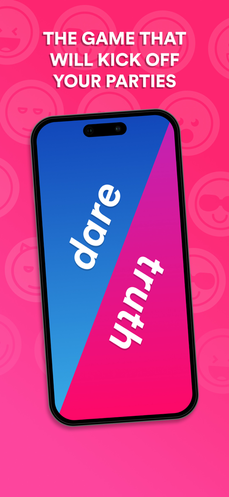 Truth or Dare ⋆ Dirty Game - A mobile screen showing the Truth or Dare app with the text The game that will kick off your parties and buttons for truth and dare.