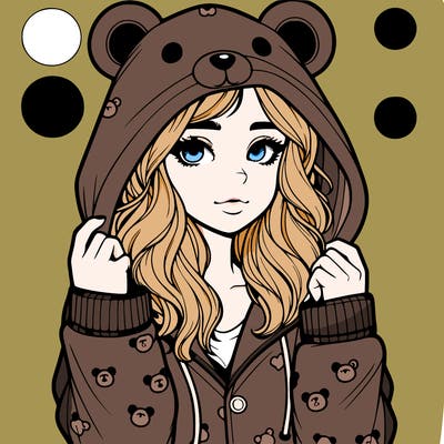 realistic girl in a animal pjs hoodie