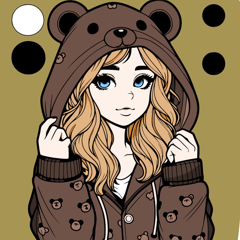 realistic girl in a animal pjs hoodie