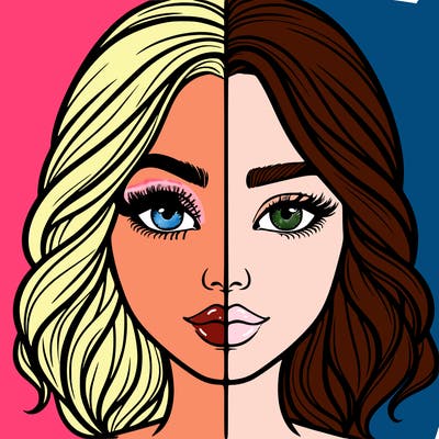 realistic girl split half