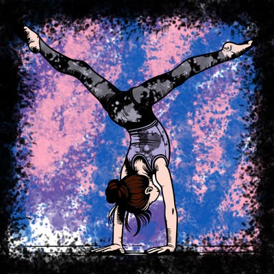 realistic gymnastic hand stand girl in four splits