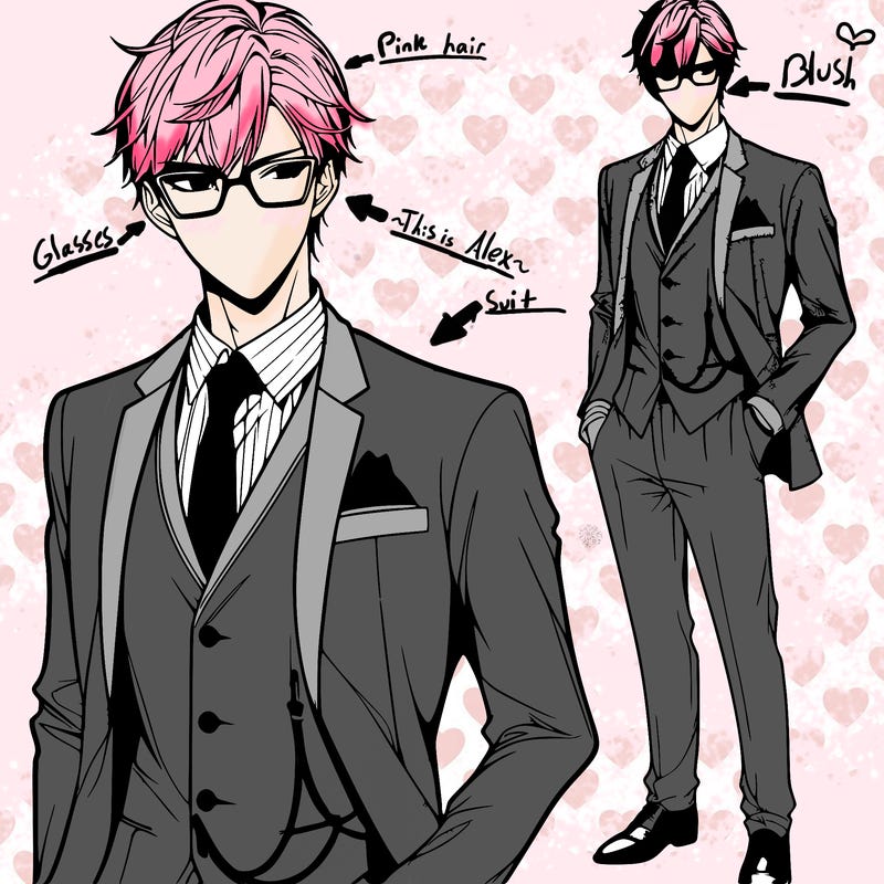 hot anime guy wearing glasses and a suit realistic